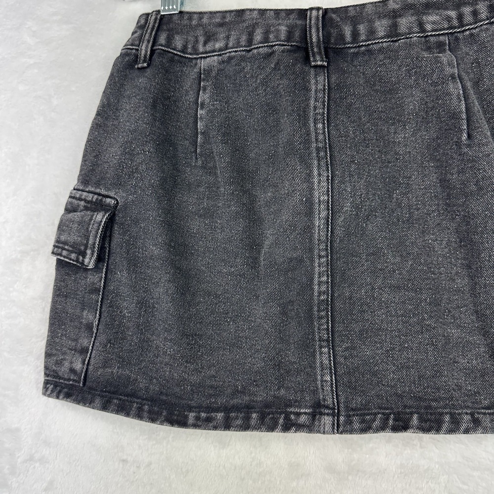 Shein Womens Black Washed Denim Skirt Small 4 Side Cargo Pockets‎ - Picture 9 of 13